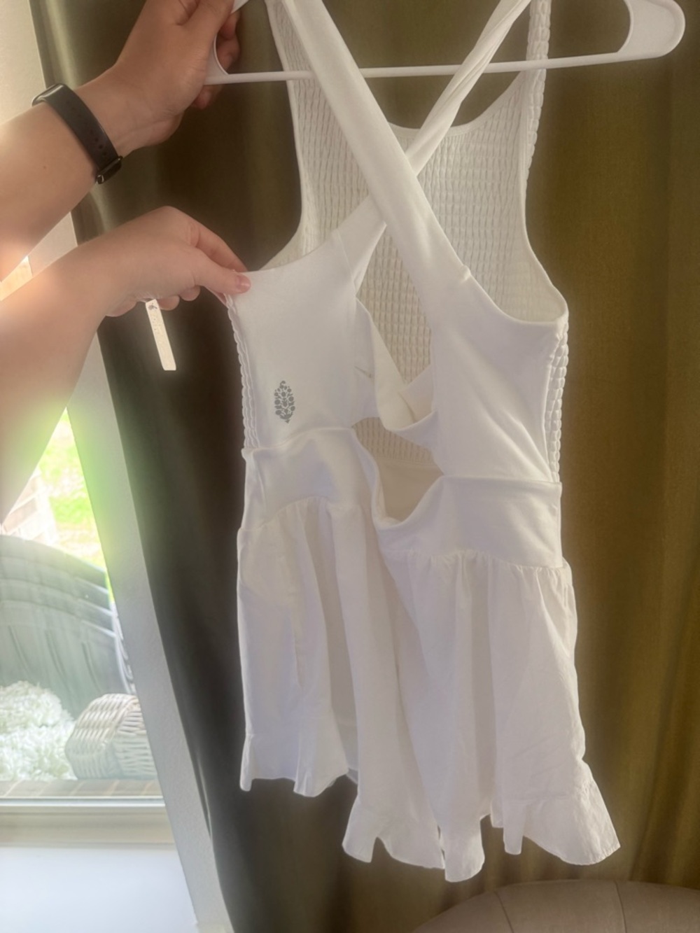 Free People White Open-Back Ruffle Tank Top/short
